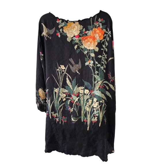 Johnny Was Charlotte Rose Scalloped Silk Tunic Size ? Women Boho V Neck Birds - Picture 3 of 10
